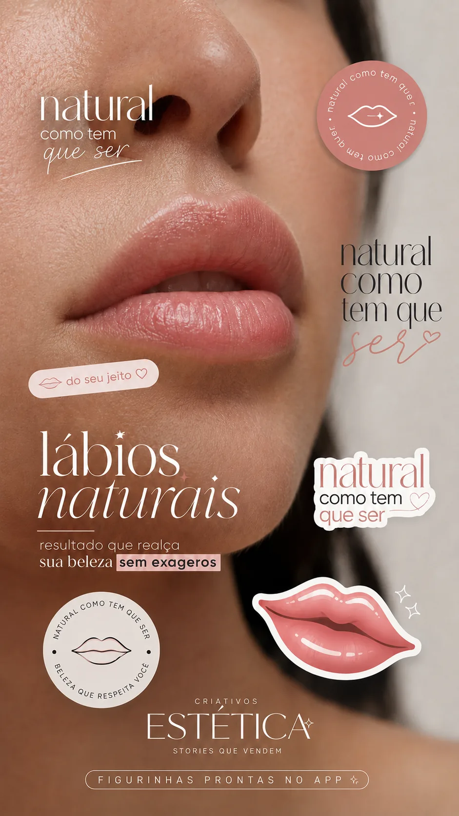 Figurinha de lábios naturais